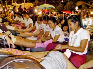 Thai massage at the Chiang Mai Night Market. 